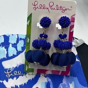 NEW Lilly Pulitzer SALSA COPA Clip On Statement EARRINGS Bright
Navy Beaded Gold